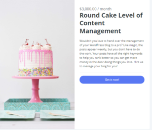Best content management service image of a round cake.