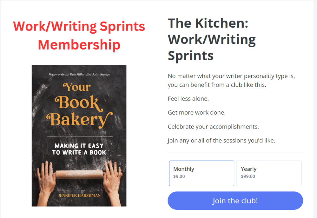 Work/Writing sprints membership clickable image.