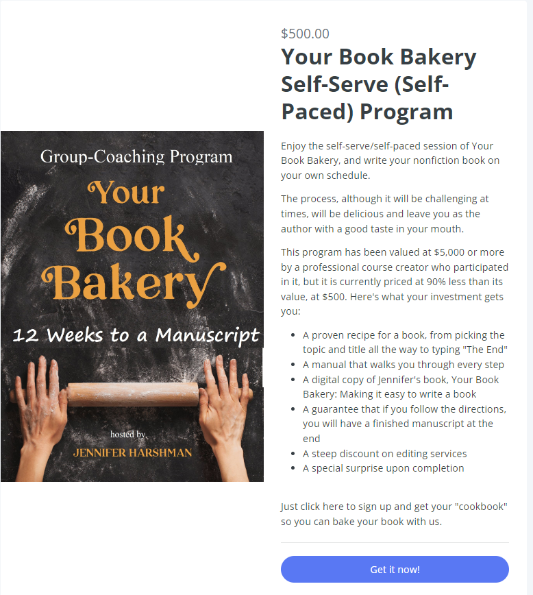 Your Book Bakery Self-Serve option